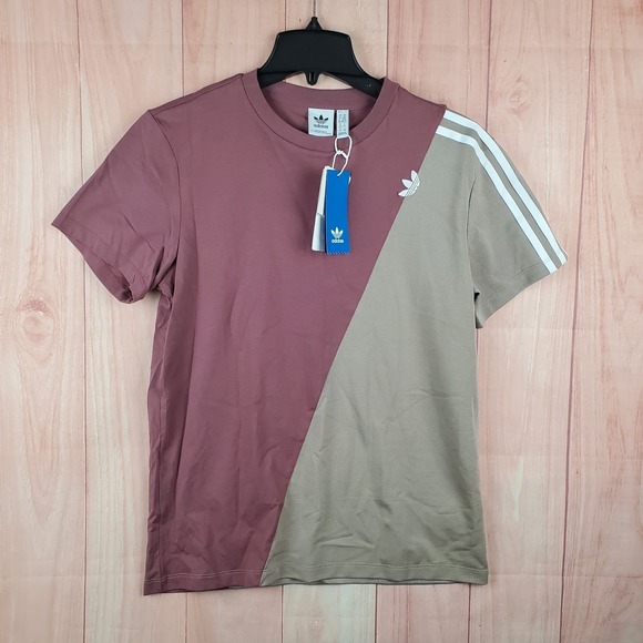 adidas Tops - Adidas Originals Adicolor T Shirt Womens XS Maroon Gray 2 Tone Trefoil Logo